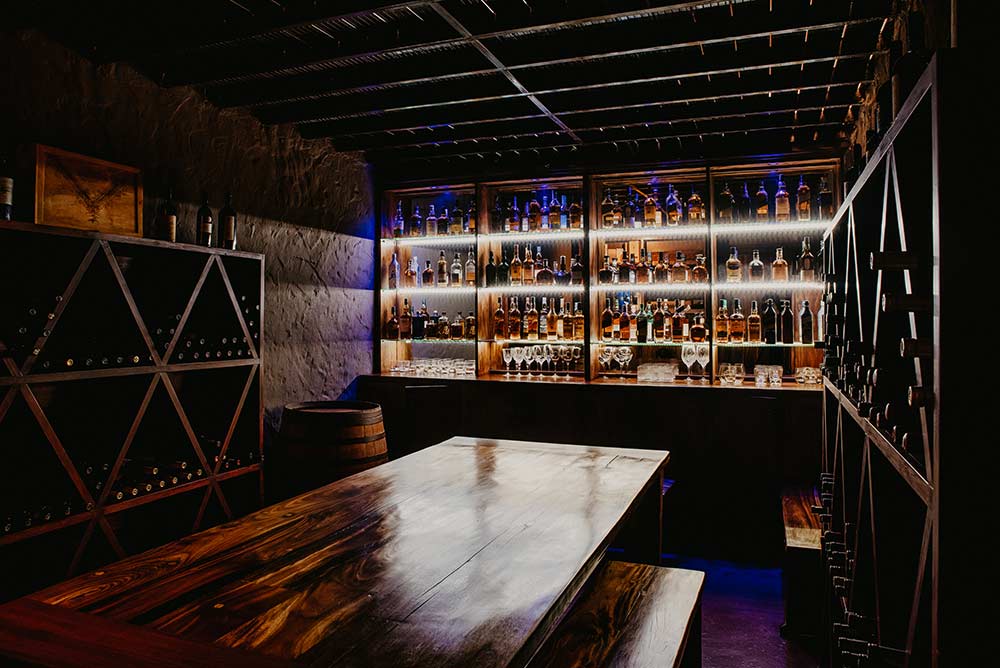 A whisky lounge at the Shakawe Safari hunting lodge